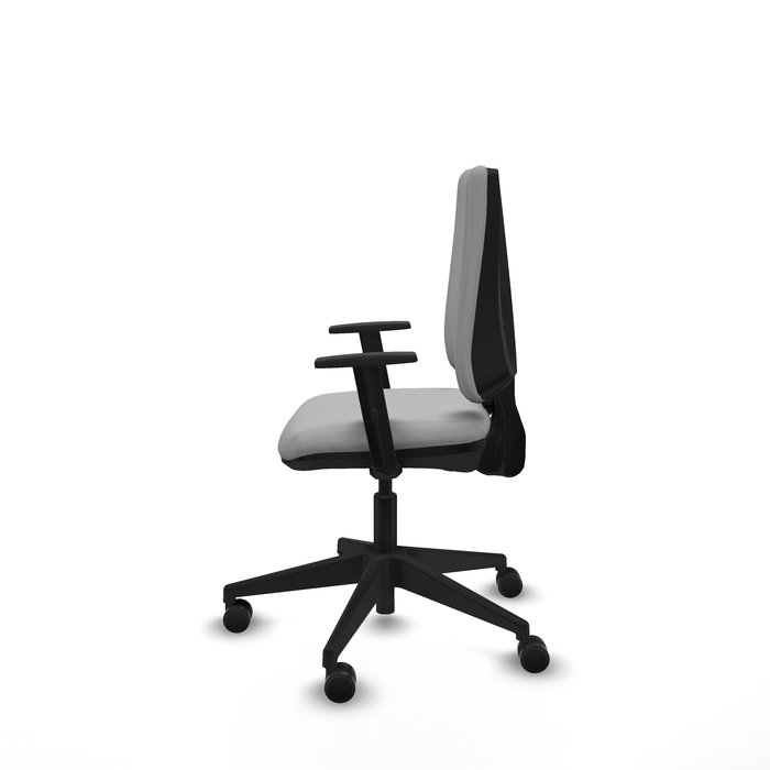 Chaise Elche Contact permament de base Tissu Gris clair Base pyramidale noire Accoudoir 1D Sans appui-tête Roulettes 65mm nylon