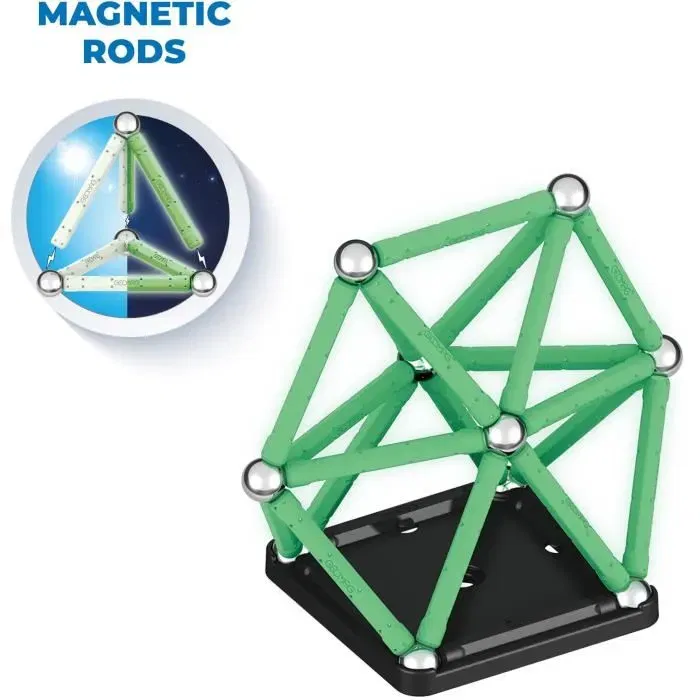 Geomag Glow Recycled - Coffret de construction magnétique luminescent - 42 pièces - Jeu éducatif avec plastique 100% recyclé