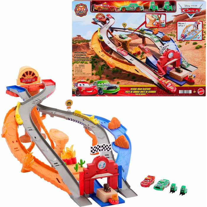 Mattel Cars Piste de Course Rescue Road - Coffret de quatre véhicules Disney Pixar Cars