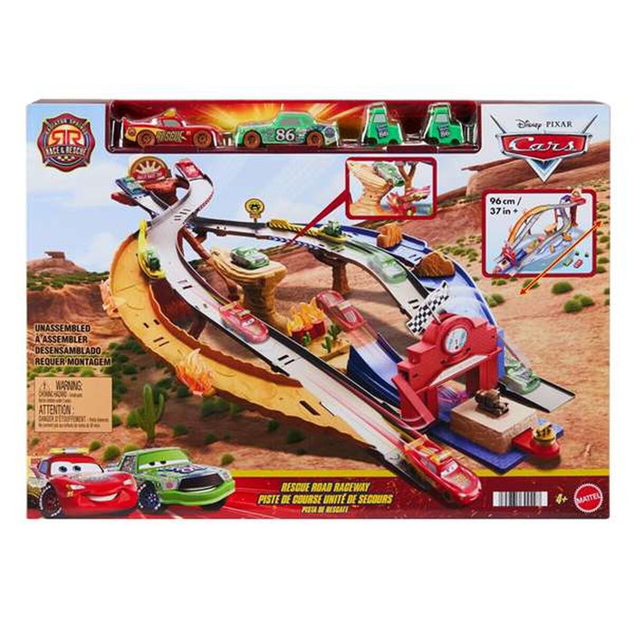 Mattel Cars Piste de Course Rescue Road - Coffret de quatre véhicules Disney Pixar Cars