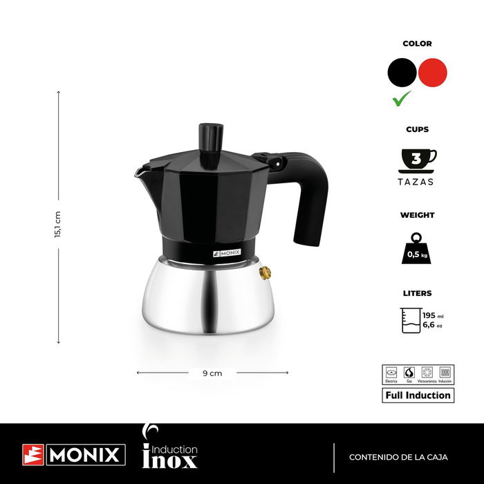 Cafetière Italienne BRA INOX BLACK 3T Noir