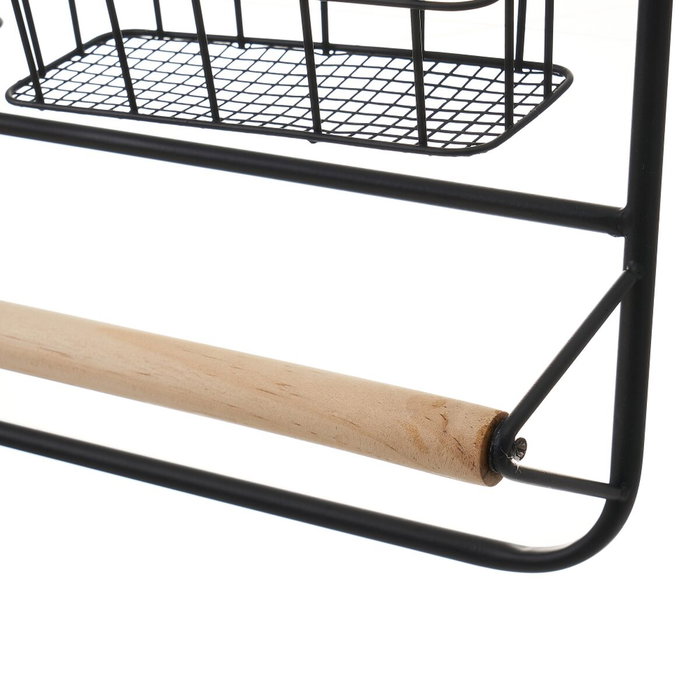 BigBuy Home Porte-rouleaux de Cuisine Noir Naturel Fer