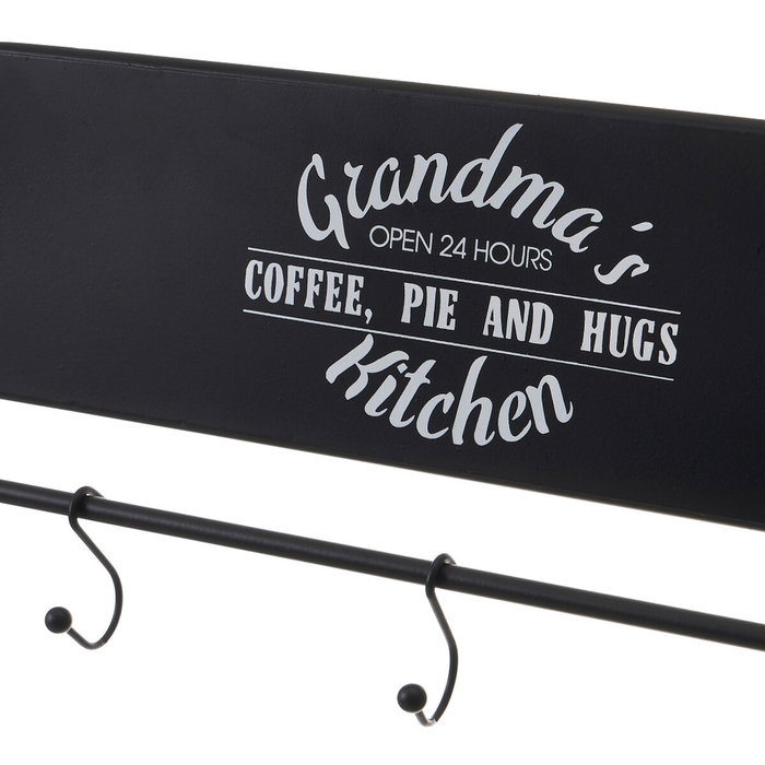 BigBuy Home Porte-rouleaux de Cuisine Noir Naturel Fer