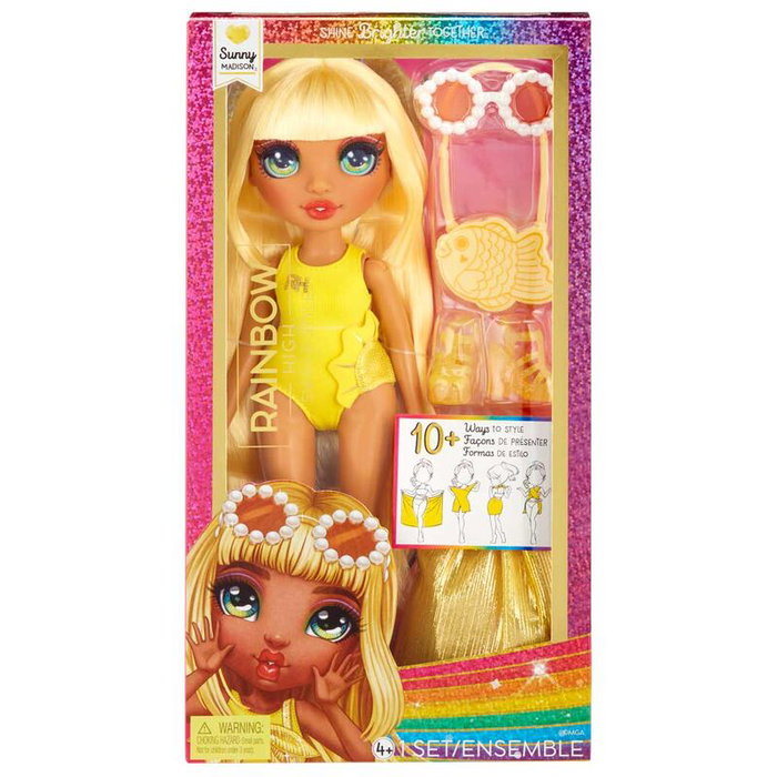 Rainbow High Swim & Style - Poupée mannequin articulée Sunny (Jaune)