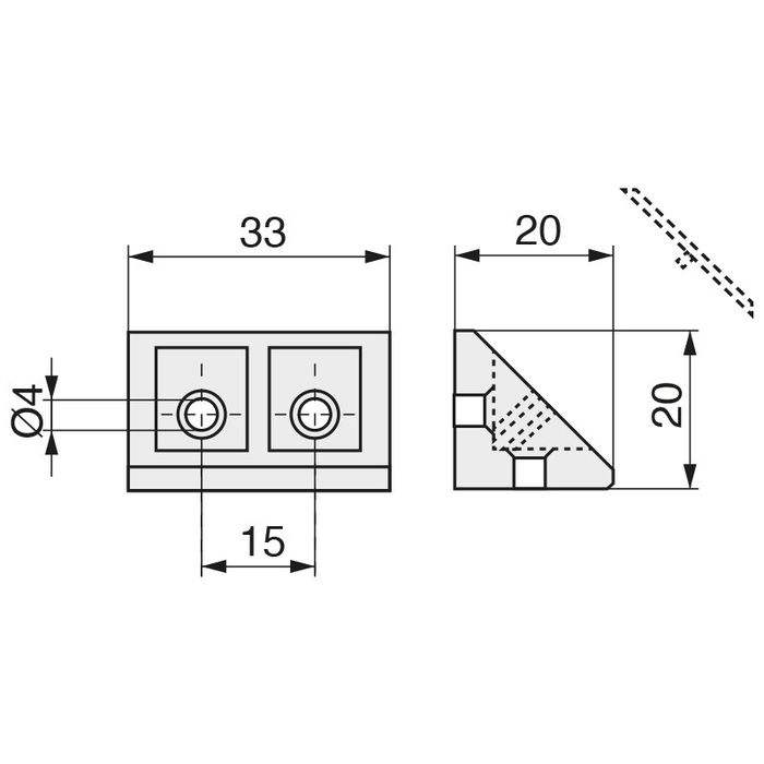 HERRAJES ALK Ensamble Angular Jade 33X20 Plastico Gris