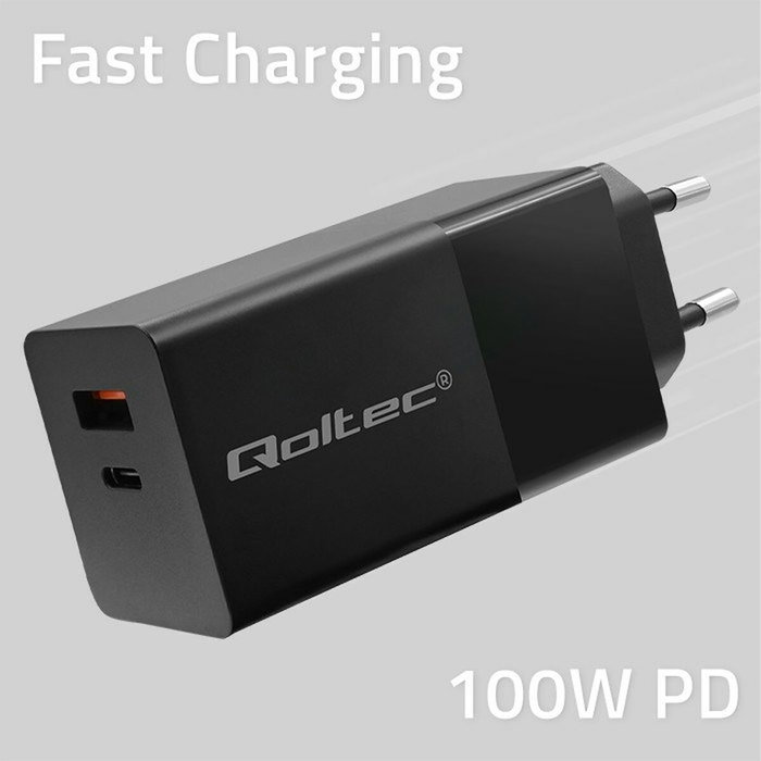 Qoltec Chargeur mural 52382 Noir 100 W