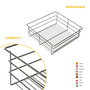 Emuca Kit tiroir en fil métallique et rack ajustable Quartz pour armoires, glissières extension totale et à fermeture douce, Module 60cm, Finition Titane
