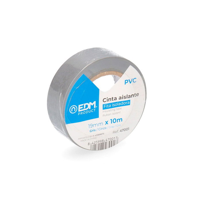 Edm Cinta aislante de qualité supra grise 19 mm x 10 m Edm Cinta aislante de qualité supra grise 19 mm x 10 m
