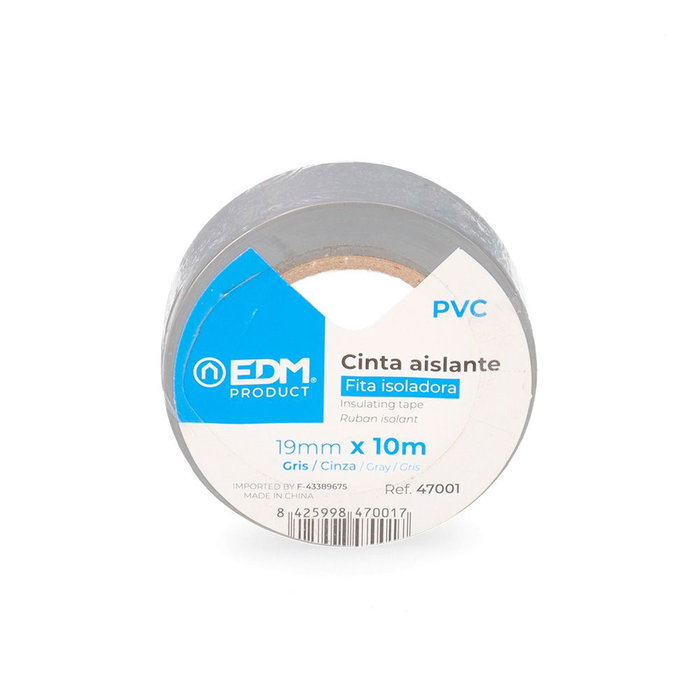 Edm Cinta aislante de qualité supra grise 19 mm x 10 m Edm Cinta aislante de qualité supra grise 19 mm x 10 m