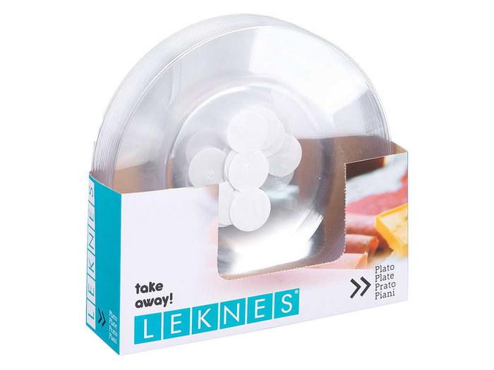 Leknes Assiette Ronde Transparente 27,5 cm - Plastique PS (Set de 48)