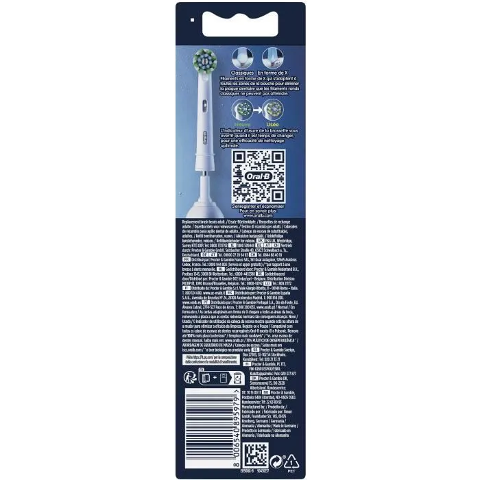 Oral-B - Brossettes Interdentaires - CrossAction - X-filaments - Pack de 8 - Authentique Oral-B - Brossettes Interdentaires - CrossAction - X-filaments - Pack de 8 - Authentique