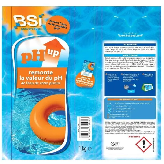 BSI pH Plus Poudre 1 kg - Correcteur pH piscine et spa - Augmente pH - Équilibre eau BSI pH Plus Poudre 1 kg - Correcteur pH piscine et spa - Augmente pH - Équilibre eau