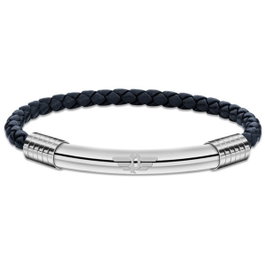 Police Gear Bracelet en cuir bleu 19cm