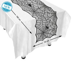 Atosa Chemin de table décoratif 180x46 cm avec motif de toiles d'araignée et araignées