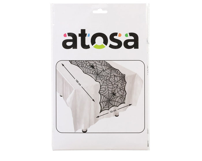 Atosa Chemin de table décoratif 180x46 cm avec motif de toiles d'araignée et araignées