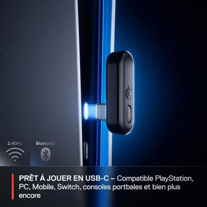 SteelSeries Arctis Nova 3PW - Casque gaming sans fil 2,4 GHz et Bluetooth - Autonomie 40h - Bleu ciel - Compatible PlayStation, PC, Switch