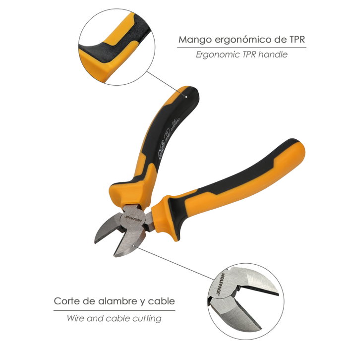 WOLFPACK LINEA PROFESIONAL Alicates de corte diagonal 175mm