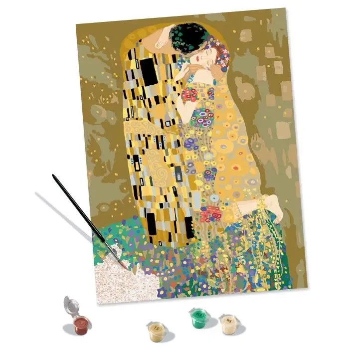 Ravensburger Peinture par numéros, CreArt grand format 30x40 cm, The Kiss de Klimt, Kit créatif adulte, Ref. 23648