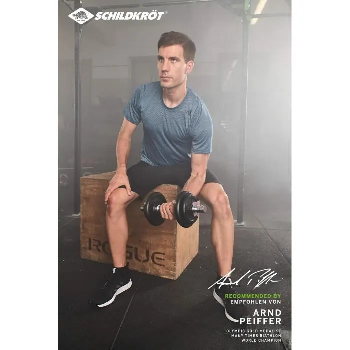 Schildkrot Set d'Haltères 10 kg Noir Adulte, Haltères avec Barre et Plaques en Fonte pour Entraînement Complet du Corps Schildkrot Set d'Haltères 10 kg Noir Adulte, Haltères avec Barre et Plaques en Fonte pour Entraînement Complet du Corps