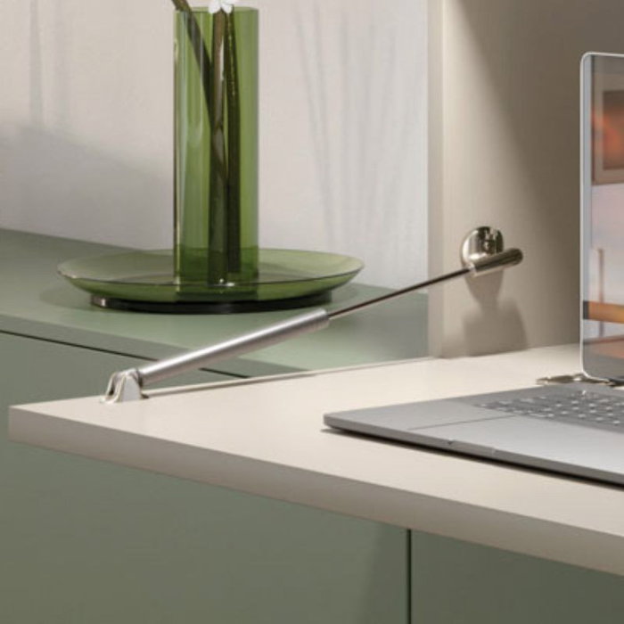 Italiana Ferramenta Kraby Desk L355 - Compas de nouvelle génération pour ouverture de portes descendantes et création de bureau pratique (acier et zamak, gris)