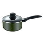 San Ignacio Experto Casserole Aluminium Prensé Antiadhérent avec Couvercle Verre Induction Ø16 x 8 cm Vert