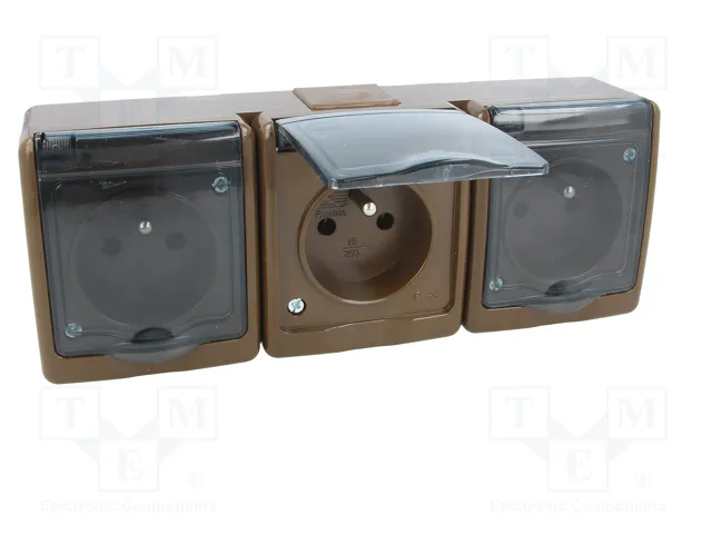 PAWBOL Socle d'alimentation AC 2P+PE marron