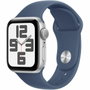 Apple Watch SE GPS 40mm Argent Aluminium Bracelet Denim Sport S/M
