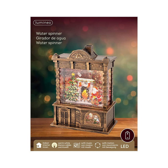 Lumineo Lanterne à eau Santa Claus avec musique LED 16,5 x 9,5 x 21,7 cm