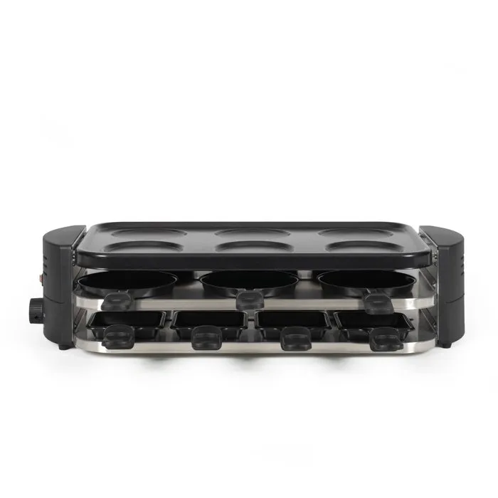 Livoo DOC337 - Appareil Multifonction à Raclette, Pizzas et Crêpes 8 Personnes, 1600 W, Thermostat, Revêtement Antiadhésif sans PFAS