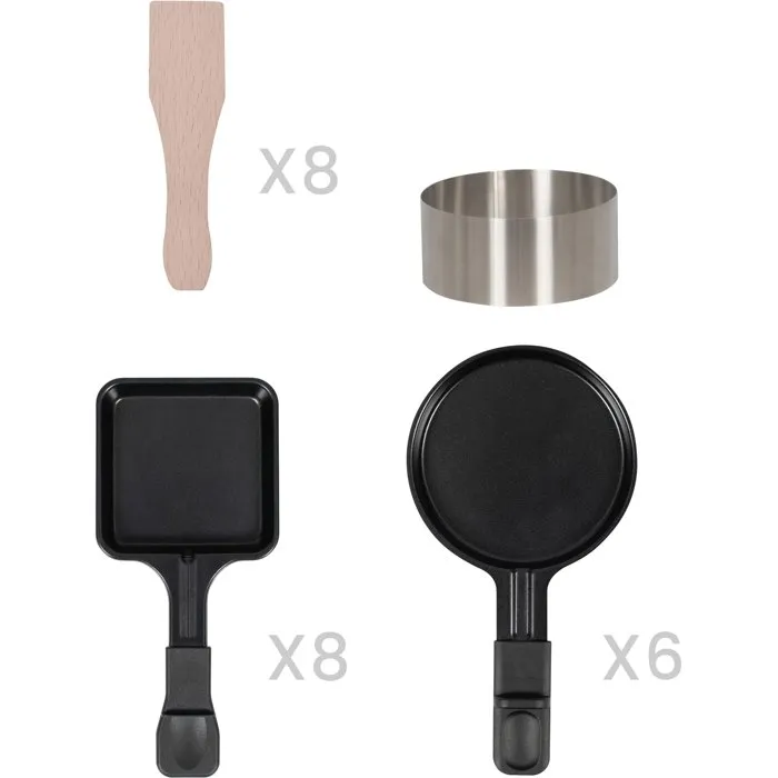 Livoo DOC337 - Appareil Multifonction à Raclette, Pizzas et Crêpes 8 Personnes, 1600 W, Thermostat, Revêtement Antiadhésif sans PFAS