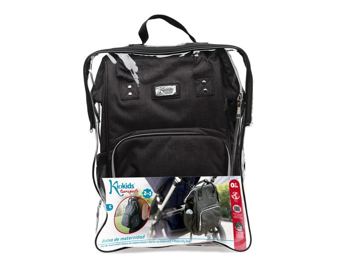KioKids Sac à langer maternité noir - Sac à dos, sac bandoulière avec compartiment isotherme, changeur et nombreux rangements KioKids Sac à langer maternité noir - Sac à dos, sac bandoulière avec compartiment isotherme, changeur et nombreux rangements