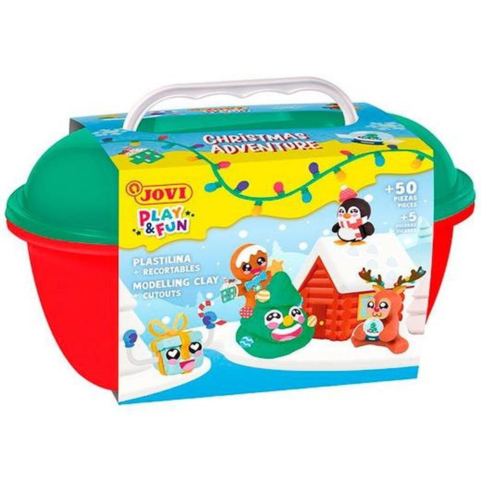 Pâte à modeler en argile Jovi PLAY&FUN Christmas Adventure Multicouleur (4 Unités)