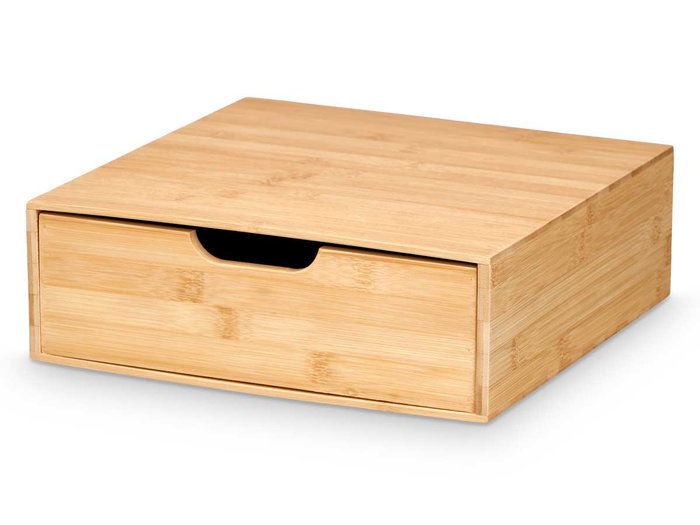 KINVARA Boîte de rangement carrée en bambou et bois, lot de 6 KINVARA Boîte de rangement carrée en bambou et bois, lot de 6