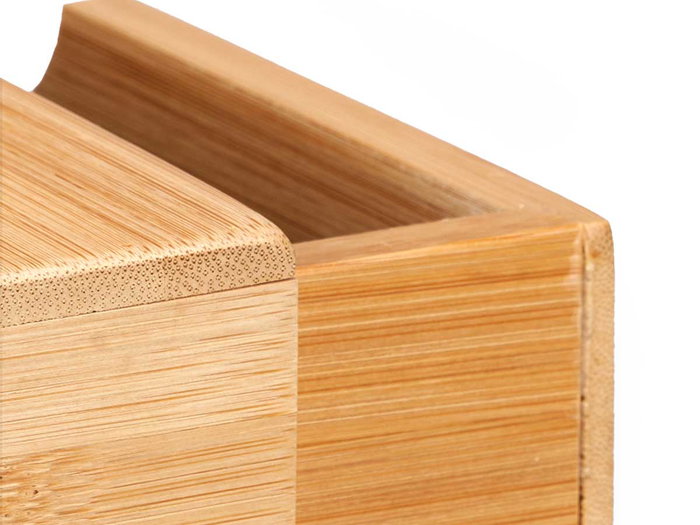 KINVARA Boîte de rangement carrée en bambou et bois, lot de 6 KINVARA Boîte de rangement carrée en bambou et bois, lot de 6