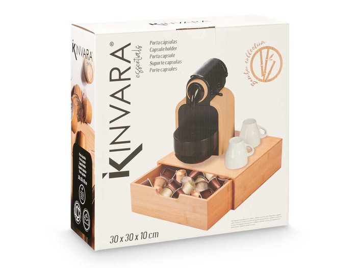 KINVARA Boîte de rangement carrée en bambou et bois, lot de 6 KINVARA Boîte de rangement carrée en bambou et bois, lot de 6
