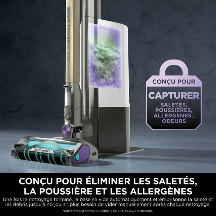 Shark Power Detect IP3251EUT Aspirateur Balai Gris, doré et violet