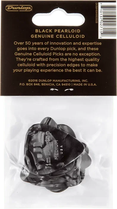 DUNLOP Pack de 12 médiators Genuine Celluloid Noir - Medium