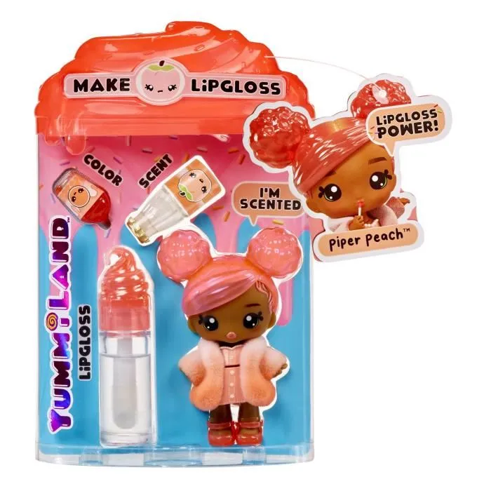 Yummiland LOL Surprise - Poupée Piper de 10 cm avec Kit de Création de Gloss Pailleté Parfumé Goût Pêche - Jouet Enfant Dès 4 Ans