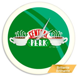 ERT GROUP Horloge murale Central Perk Friends - Cadran brillant réflectif, aiguilles laquées - Diamètre 30,5 cm - Alimentation par pile AA (non incluse)