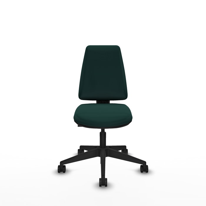 Chaise Elche Contact permament de base Cuir écologique Vert foncé Base pyramidale noire Sans accoudoirs Sans appui-tête Roulettes 65mm nylon