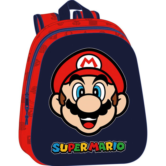 Safta Sac à dos enfant 3D Super Mario Rouge et Bleu marine