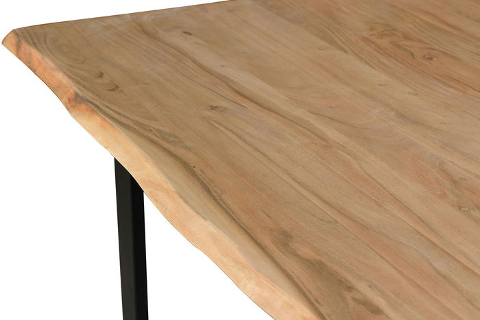 GINER Y COLOMER Table de salle à manger en bois d'acacia naturel avec pieds en fer noir - Dimensions : 180 x 90 x 76 cm - Requiert un assemblage GINER Y COLOMER Table de salle à manger en bois d'acacia naturel avec pieds en fer noir - Dimensions : 180 x 90 x 76 cm - Requiert un assemblage