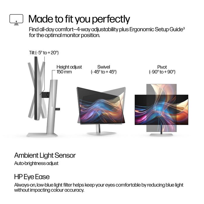 HP Écran QHD HP Series 7 Pro 27 pouces - 727pq Argent/Noir