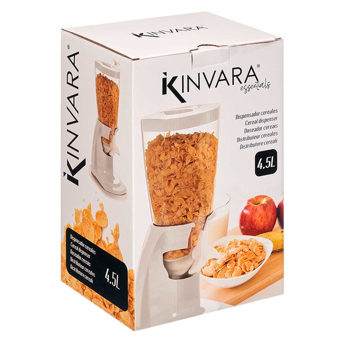 Kinvara Distributeur de Céréales Plastique Blanc 4,5 L 16x40x20 cm (Set de 6) Kinvara Distributeur de Céréales Plastique Blanc 4,5 L 16x40x20 cm (Set de 6)