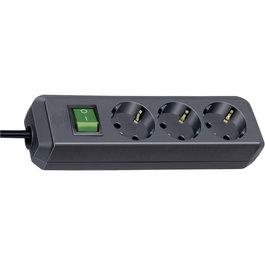 Brennenstuhl Eco-Line Multiprise triple noire 1,5 m avec interrupteur