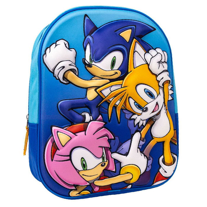 CERDÁ Sac à dos 31 cm pour enfants avec motif 3D Sonic The Hedgehog - 25x31x10 cm - Polyester et EVA