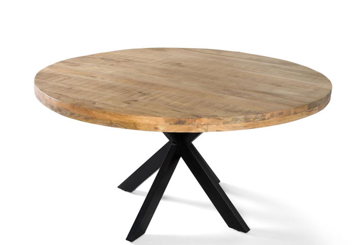 GINER Y COLOMER Table de Salle à Manger Ronde en Bois de Manguier et Fer 120 cm Diamètre - Style Contemporain GINER Y COLOMER Table de Salle à Manger Ronde en Bois de Manguier et Fer 120 cm Diamètre - Style Contemporain