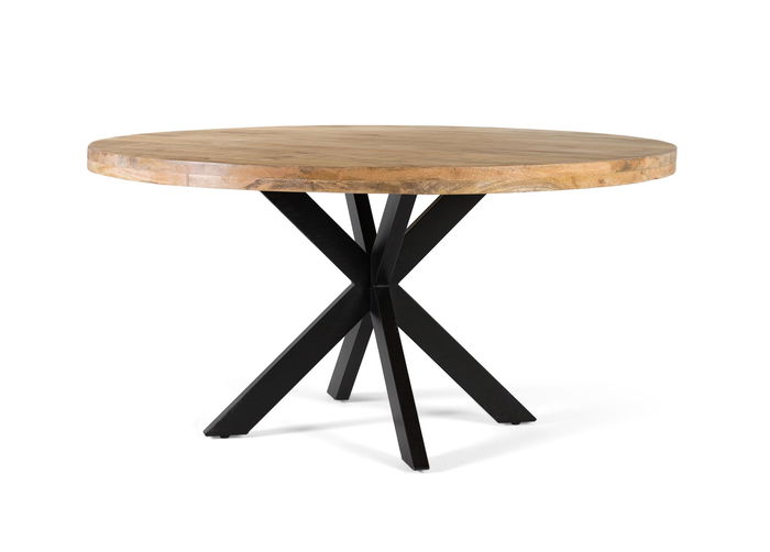 GINER Y COLOMER Table de Salle à Manger Ronde en Bois de Manguier et Fer 120 cm Diamètre - Style Contemporain GINER Y COLOMER Table de Salle à Manger Ronde en Bois de Manguier et Fer 120 cm Diamètre - Style Contemporain
