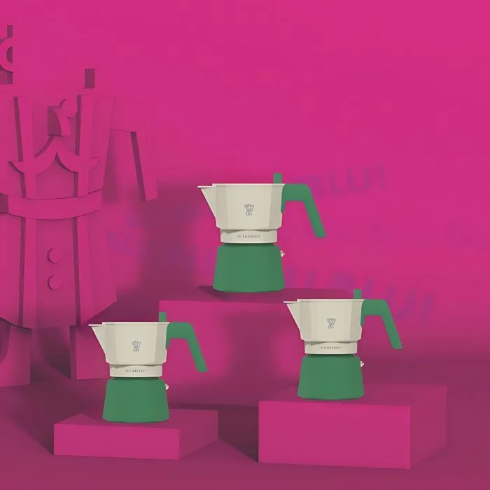 Pezzetti FUTUREXPRESS - Cafetière Moka Italienne en Aluminium 6 Tasses - Vert - Prépare un Café Riche en Arômes