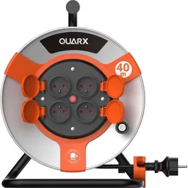 Quarx - Enrouleur de chantier 40 m câble H07RN-F 3G2,5mm², tambour métallique, 3000W, protection thermique, usage intérieur/extérieur